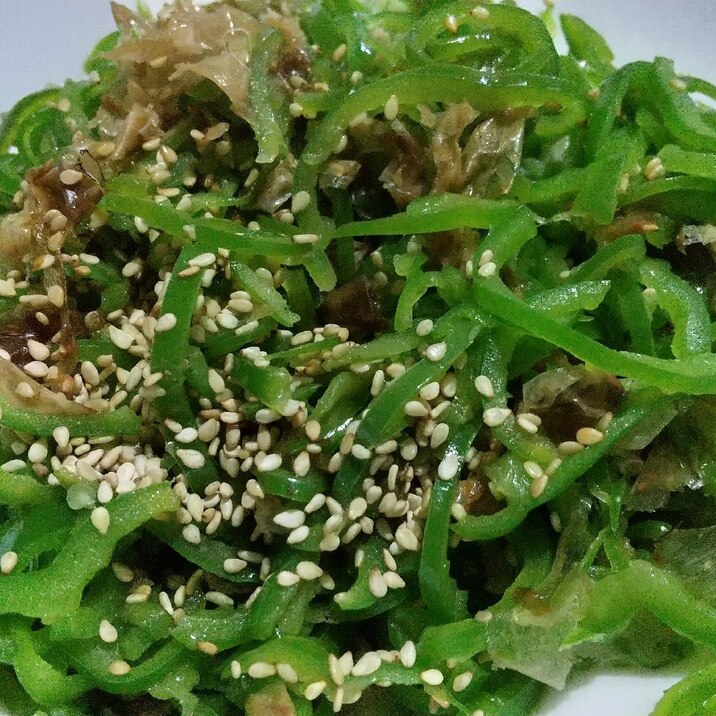無限レシピ 温ピーマンの胡麻かつお節和え!